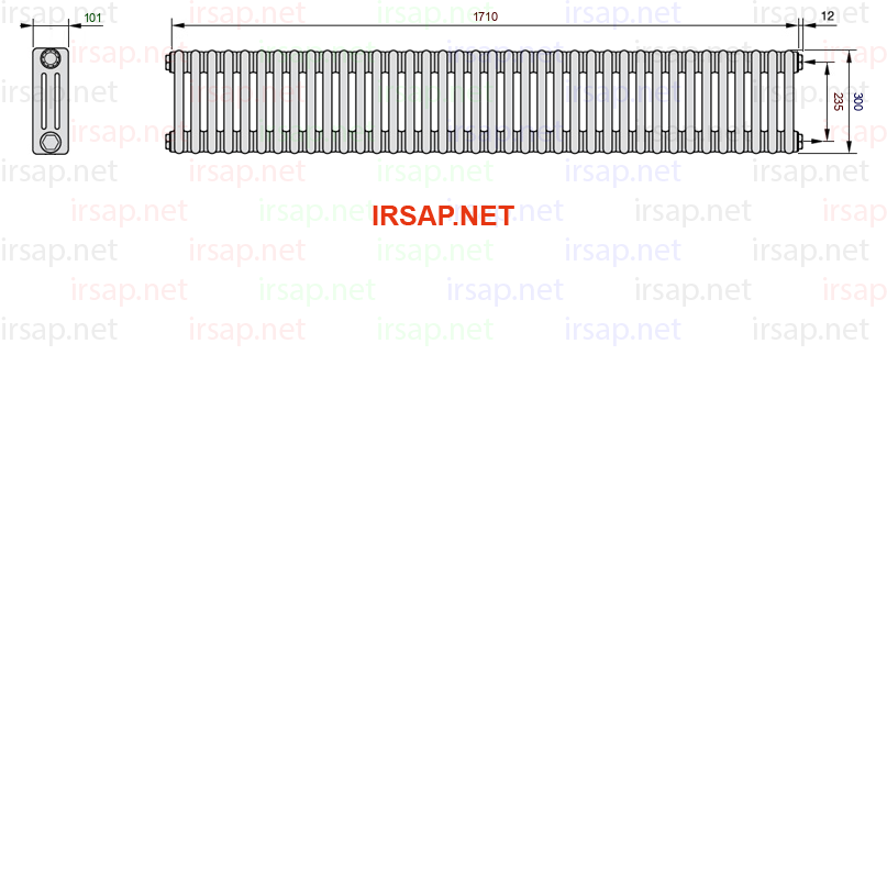 чертеж радиатора Irsap Tesi 30300-3830300-38-30-01